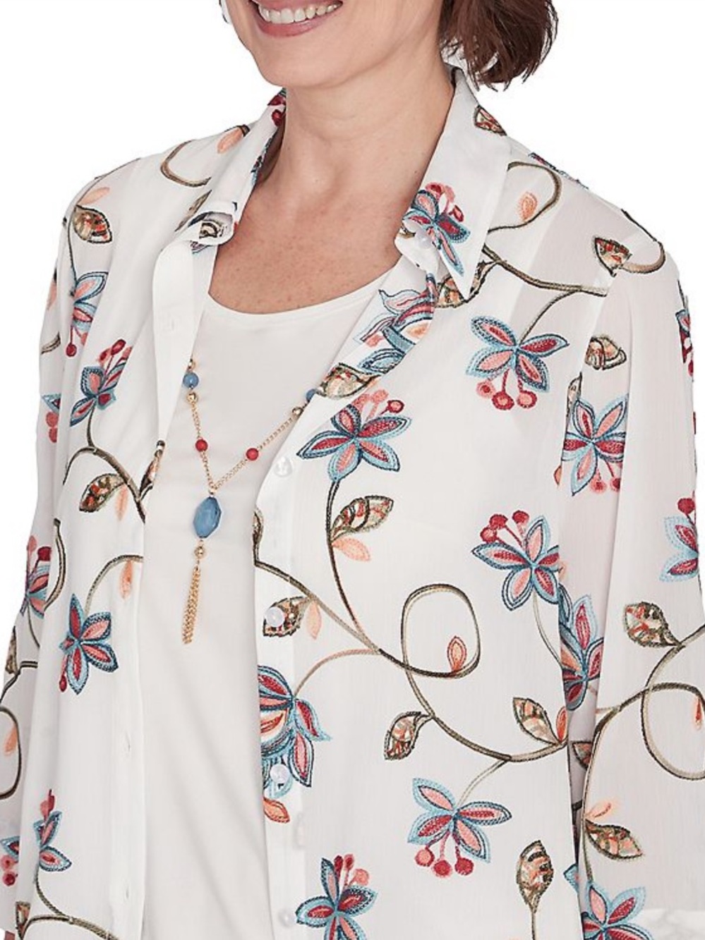 *NWT* Alfred Dunner Petite Sedona Sky Embroidered Two Piece Top - Size PXL
